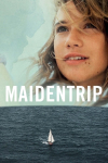 A young teen girl looks hopeful as a boat sails on the ocean underneath her face.